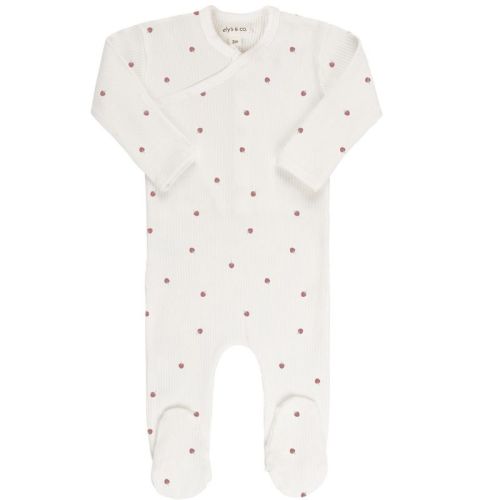 Ely's & Co. Baby Cotton Ribbed Zipper Footie - Strawberry Print - 3M