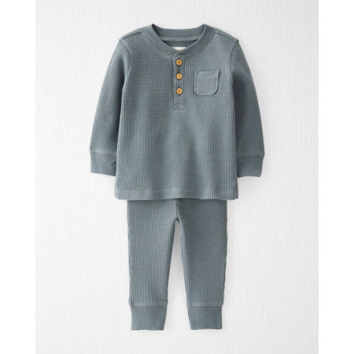 Baby Waffle Knit Set Made with Organic Cotton in Aqua Slate - Little Planet | Carter's