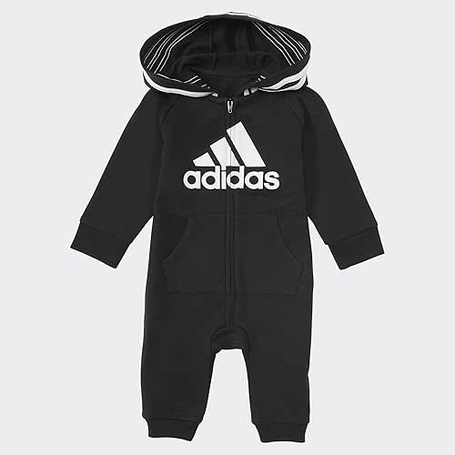 adidas Baby Long Sleeve Hoodie Jumpsuit One-Piece Footless Romper