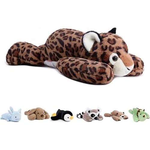 Niuniu Daddy 20" | 3.3 Pound Leopard Weighted Stuffed Animals for Kids Adults, Soft Leopard Weighted Beads for Stuffed Animals for Hugging, Cute Plush Toy for Gift Birthday Christmas Holiday Easter