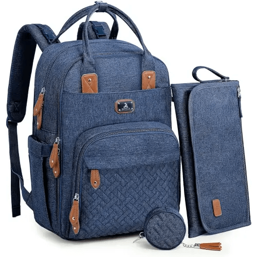Dikaslon Diaper Bag Backpack with Portable Changing Pad, Pacifier Case and Stroller Straps, Large Unisex Baby Bags for Boys Girls, Multipurpose Travel Back Pack Moms Dads, Peacock blue