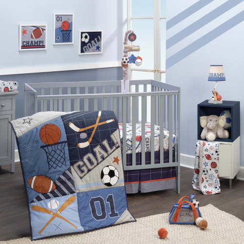 Baby Sports 3-Piece Football/Basketball Baby Crib Bedding Set
– Lambs & Ivy