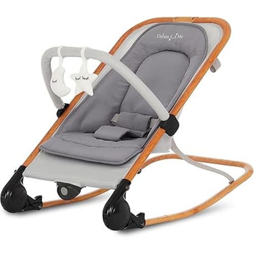 Dream on Me Rock With Me 2-in-1 Baby Rocker and Stationary Seat, Baby Rocker Seat for Infant with Removable Toy Bar, Baby Rocker Chair with Soothing Music & Vibration, 0-6 Months, Upto 20 Lbs