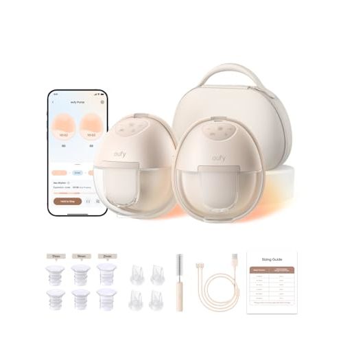 eufy Security Heated Wearable Breast Pump S1 Pro, Slim Hands-Free with Industry-Leading HeatFlow Tech, Wireless Charging Case, App-Controlled OptiRhythm, Hospital-Grade Suction, in-Bra Use