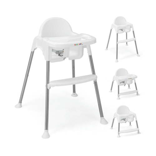 Kadyn Baby Highchair, High Chairs,Toddler Chair, 4-in-1 Convertible Baby High Chair with Removable Double Tray-White