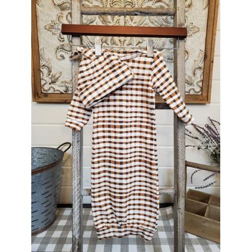 Baby Gown - Wooly Plaid - DBC Baby Bedding Co