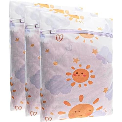 3Pcs Durable Mesh Laundry Bag, Durable Laundry Bags with Premium Zipper (Sunny)