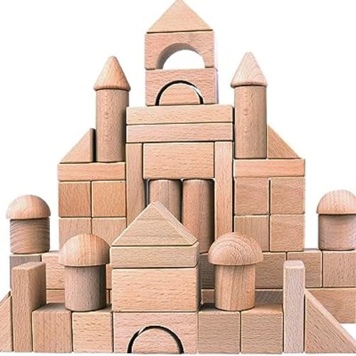 Wooden Building Blocks Set for Kids - Stacker Stacking Game Construction Toys Set Preschool Colorful Learning Educational Toys - Geometry Wooden Blocks for 3+ Year Old Boys & Girls