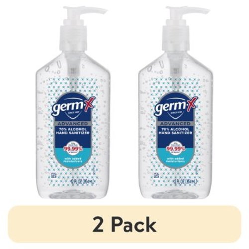 (2 pack) Germ-X Advanced Hand Sanitizer with Pump, Alcohol & Moisturizers, Original Fresh Scent, 12 fl oz.