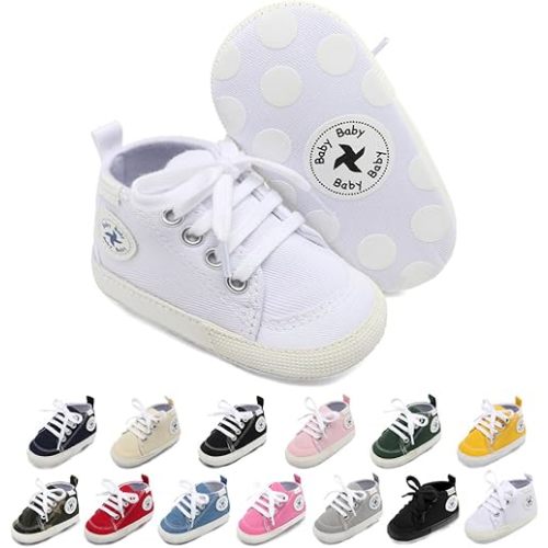 Baby Girls Boys Shoes Soft Anti-Slip Sole Newborn First Walkers High Top Canvas Denim Unisex Infant Sneaker