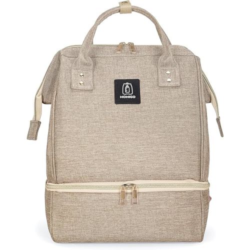 Breast Pump Backpack - Cooler and Moistureproof Bag Double Layer for Mother Outdoor Working Backpack with USB Charging Port, Large (Khaki)