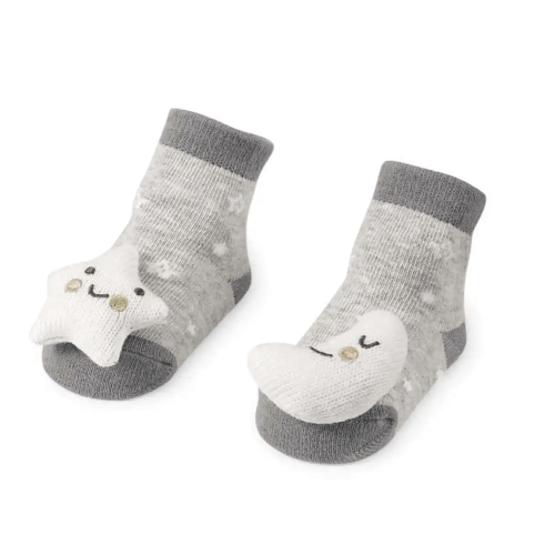Moon & Star Rattle Toe Socks
