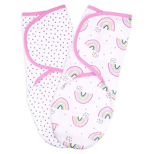 Little Star Organic Newborn Baby Sleep Swaddle Gift Set, 2 Pack, Taste the Rainbow, Large