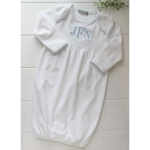 Boys White Blue Take Home Gown Pima Cotton