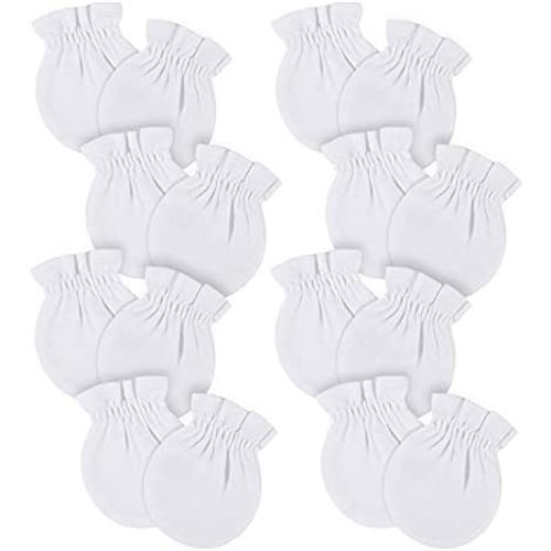 Gerber Baby Girls 8-pack And No Scratch Mittens, White, 0-3 Months 8-pack US