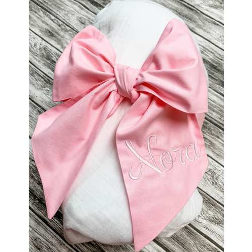 Monogrammed Baby Bow for swaddle, Swaddle blanket bow, large baby bow, monogram bow, baby gift, swaddle blanket with bow, bow wrap,baby sash