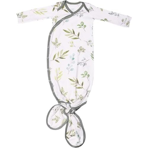 Copper Pearl Baby Gown - Knotted Newborn Sleepers for Baby Boy and Girl, Soft Stretchy Long Sleeve Infant Gowns with Bottom Tie and Hand Mittens, Perfect Hospital Coming Home Outfit (Haven)