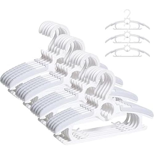 JSF Kids Hangers, Extendable & Stackable Baby Hangers, 20PCS Grey Baby Hangers for Baby Toddler Children Kids Teen, 11~14Inch Non-Slip Plastic Kid Hangers, Baby Clothes Hangers