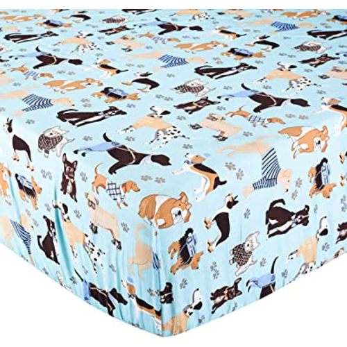 Crib Sheet - Fitted Crib Sheet Baby Sheet for Standard Crib and Toddler mattresses Nursery Bedding Sheet Crib Mattress Sheets for Boys and Girls 1 Pack Dog Toddler Sheet by UOMNY