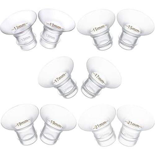 10PCS Flange Insert 13/15/17/19/21mm*2PCS Compatible with Momcozy M5/M6/M9/S12 Pro/S9 Pro/V1 Pro/V2 pro, Spectra/Medela/Elvie/NCVI/TSRETE/eufy/Lansinoh/Paruu/MomMed Breast Pump 24mm Shields/Flanges
