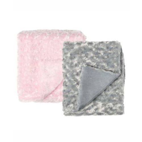 Baby Girls Curly Plush Baby Blankets, Pack of 2