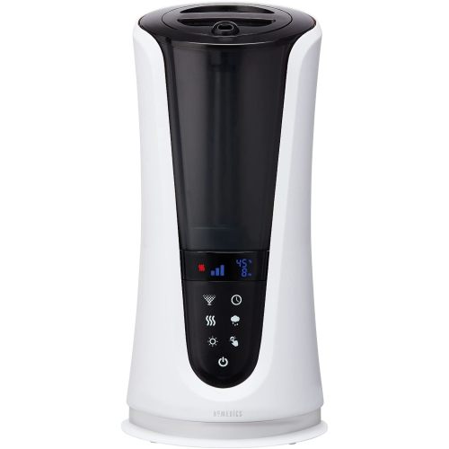 Homedics Ultrasonic Humidifier – Large Deluxe Air Humidifiers for Bedroom, Plants, Office – Cool and Warm Mist Humidifiers, Essential Oil Pads and Built-In Timer, 5 Mist Settings, White and Black