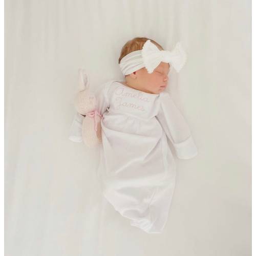 Baby girl coming home outfit, Monogrammed gown, Baby gift, Monogrammed sleeper, pima, newborn pictures, shower gift, little sister outfit