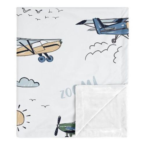 Sweet Jojo Designs Boy Baby Security Blanket Airplane Green And Blue