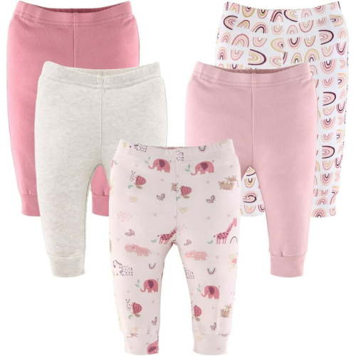 The Peanutshell Baby Girl Pants, 5-Pack, Rainbow Safari