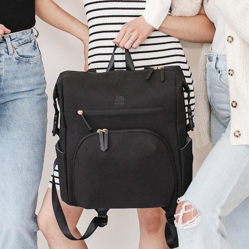 JuJuBe Modern Diaper Bag Backpack with Portable Changing Pad, Baby Stroller Straps, Large Travel Backpack for Boy or Girl, For Carrying Baby Bottles, Baby Wipes, Diapers, Pacifiers, Black