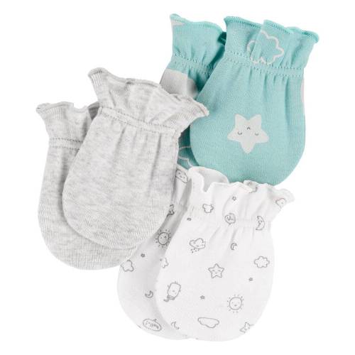 3-Pack Mittens - Blue/Heather - 0-3M