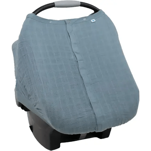 Little Unicorn 100% Cotton Muslin Car Seat Canopy | Lightweight Cover with Magnetic Closure Window | Breathable | Machine Washable | (Sea)