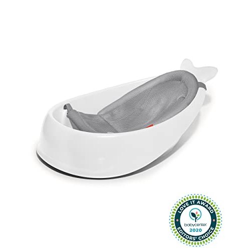 Skip Hop Baby Bath Tub, 3-Stage Smart Sling Tub, Moby, White - White Tub