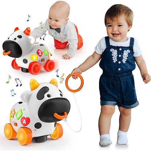 Baby Toys 6-12-18 Month, Bilingual Musical Cow Toys for 1 Year Old Old Boy Girl, Crawling & Walking Infant Toy for 7 8 9-12-18 Month Developmental, First Christmas 1st Birthday Gift for 1 Year Old