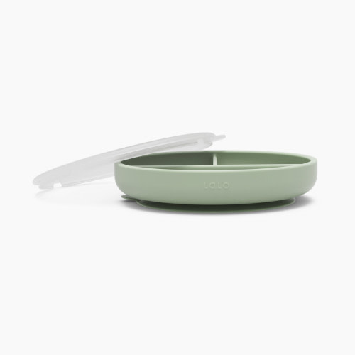 Lalo Suction Plate + Lid - Sage