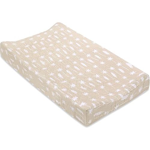Babyletto 100% Quilted Organic Cotton Changing Pad Cover, GOTS-Certified, Fitted 360°, Ultra-Soft and Breathable Muslin - Beach Bum