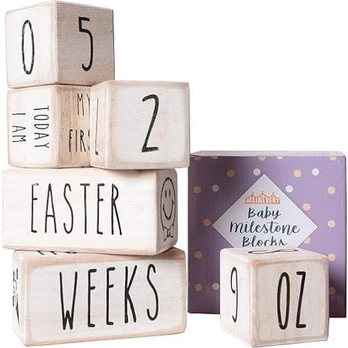 Baby Monthly Milestone Blocks Baby Girls Boy Month Baby Milestone Blocks, Rae Dunn Inspired Age Baby Month Baby Props, Baby Gifts Baby Shower, Baby Photo Props Photoshoots