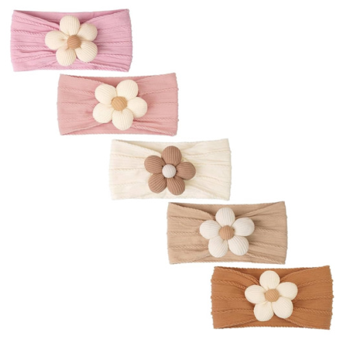 CÉLLOT 5 Pcs Baby Flower Headbands Baby Girls Nylon Headbands Soft Hairbands Hair Accessories for Newborn Infant Toddler Kids