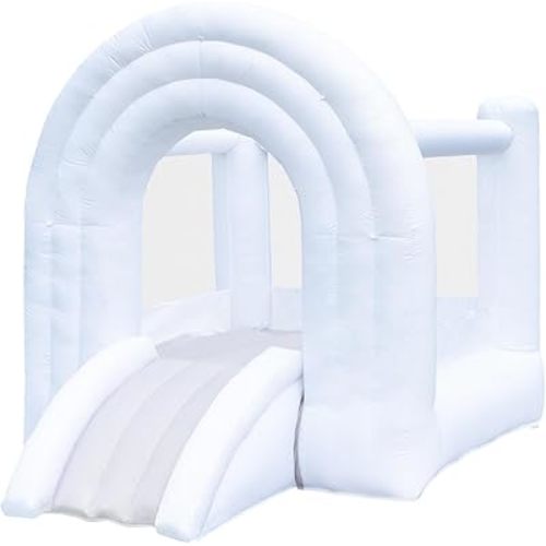 Magic Rainbow Bounce House, White Bounce House with Slide, Blower Included, Kids Bouncy Castle Indoor Outdoor, 8 L x 6 W x 6.7 H ft, Dreamy Play Space for Kids