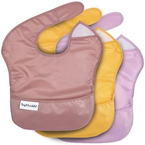 Tiny Twinkle Mess-Proof Baby Bib - Waterproof Bib for Baby Boy or Girl - PFAS, PVC, BPA, Phthalate Free - Baby Food Bibs