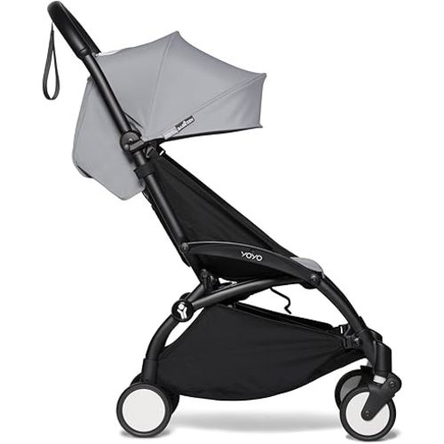 BABYZEN YOYO2 Stroller - Lightweight & Compact - Includes Black Frame, Stone Seat Cushion + Matching Canopy - Suitable for Children Up to 48.5 Lbs