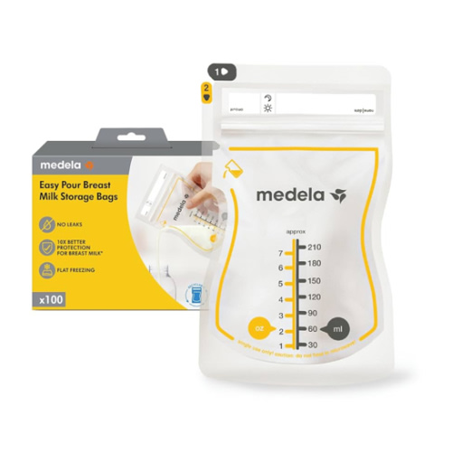 Medela Easy Pour Breastmilk Storage Bags 100 Count 7oz/210ml Disposable, Leakproof, Fast Freeze, Breast Milk Protection Recyclable & BPA Free