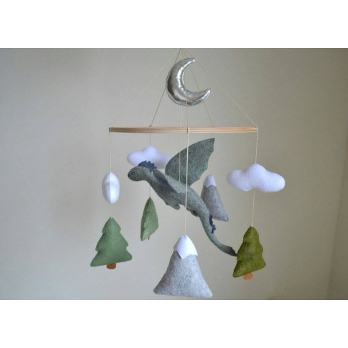 Mobile for baby, flying DRAGON mobile, woodland fairytale baby mobile