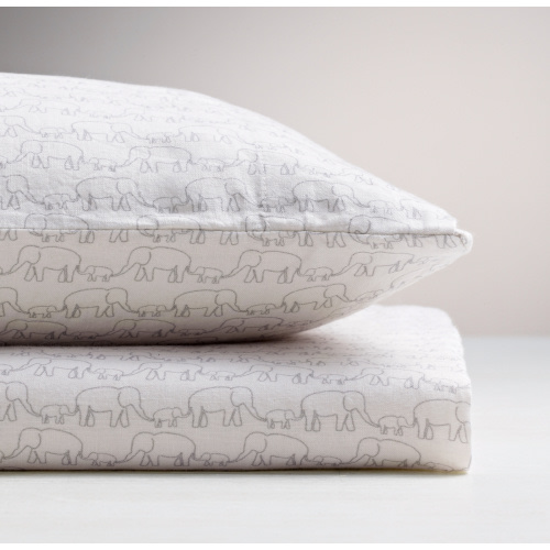 Washed Organic Linen Elephant Print Crib Fitted Sheet | RH Baby & Child
