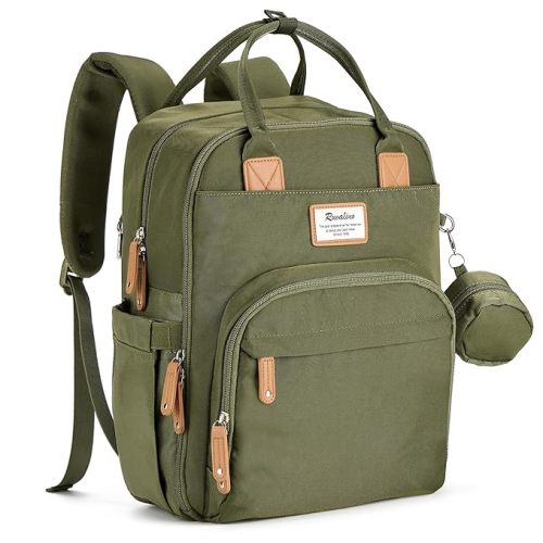 RUVALINO Diaper Bag Backpack - Multifunction Travel Back Pack Maternity Baby Changing Bags, Diaper Changing Totes, Large Capacity, Waterproof and Stylish, Baby Travel Essential, Army Green - Military Green