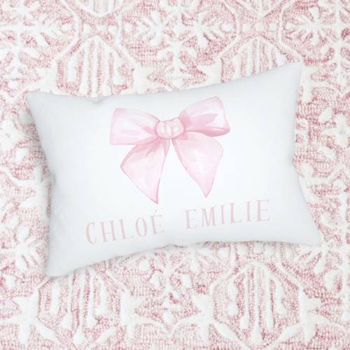 Coquette Aesthetic Pink Bow Decor Personalized Name Pillow Nursery Bow Decor Pink Baby Shower Gift for Girls Room Decor Baby Girl Gift Idea