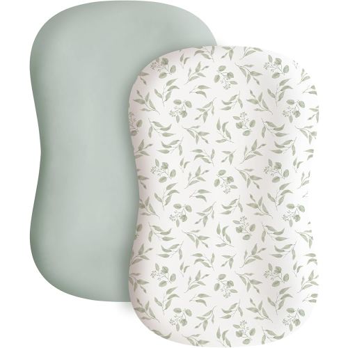 Konssy 2 Pack Baby Lounger Cover, Stretchy and Soft Newborn Lounger Cover, Infant Lounger Slipcover for Boys Girls, Covers Only (Green Leaves,Green)