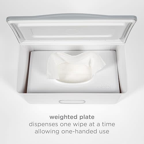 Ubbi Baby Wipes Dispenser with Weighted Plate, Taupe