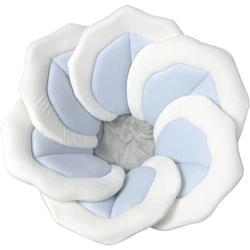 Baby Bath Pad for Infant Bathtub Sink Flower Mat Tub Little Lotus - Petal Soft Supports Lounger Newborn Bathing Insert Seat Baby Essentials - Baby Gifts - 31" (Blue)