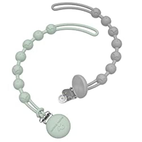 Cuddle Campus Silicone Pacifier Clip Holder with One Piece Design, Pack of 2 Soft Flexible Binky Clips with Texture for Baby Boy and Girl(6m+)
